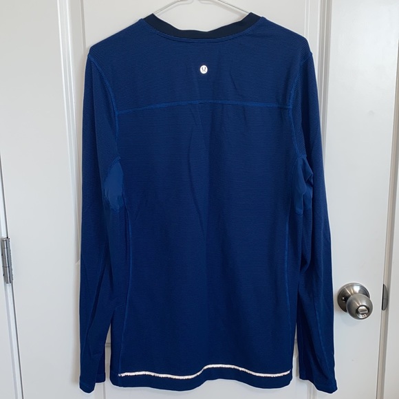 Lululemon Men's Crew Neck Long Sleeve Top Medium Blue Striped Inner Pock… - Picture 4 of 10